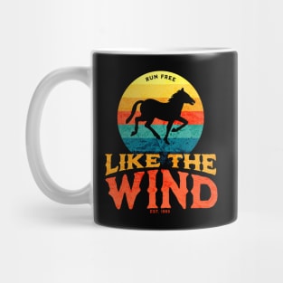 Run Free Like The Wind - Retro Vintage Sunset Of Galloping Horse Mug